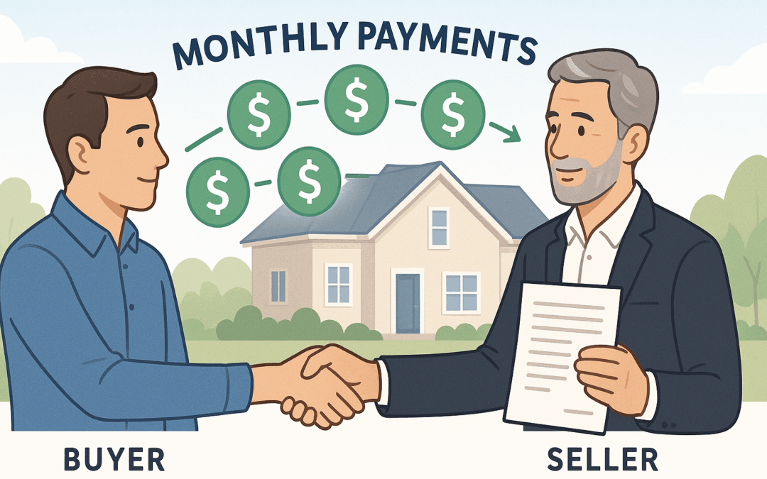 Illustration of seller carrying financing with monthly payments from buyer