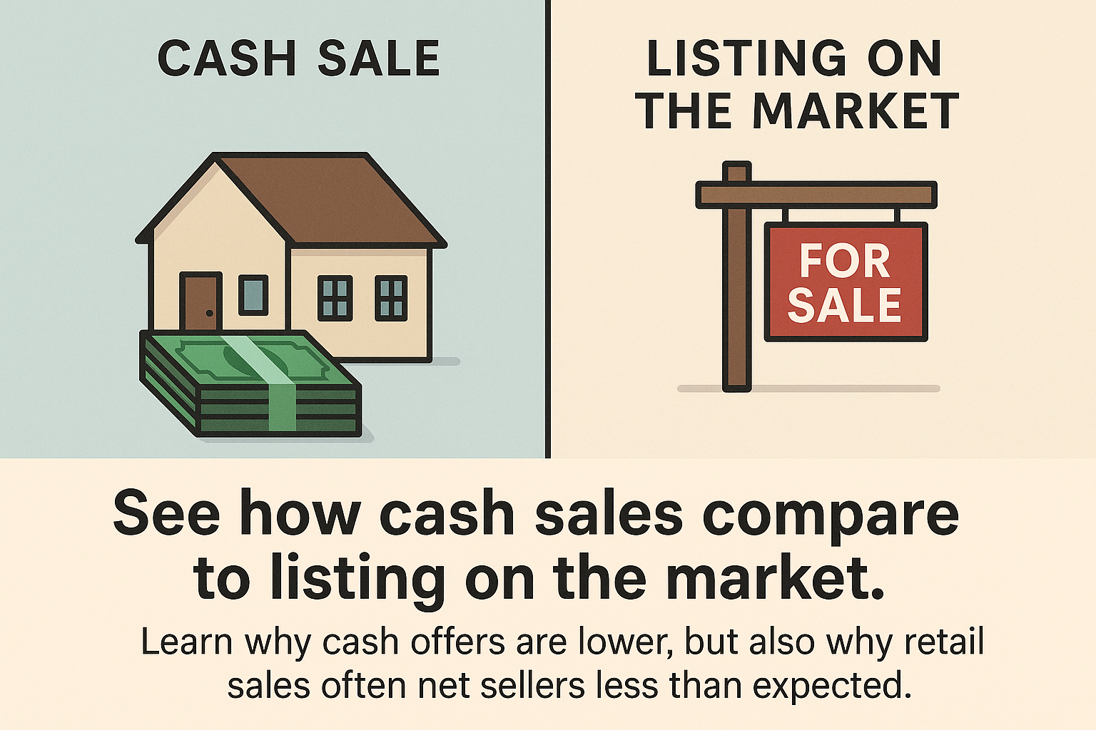 Comparison chart of cash sale vs retail listing costs